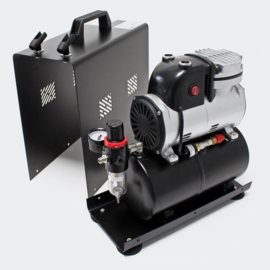 Airbrush compressor AF189A met waterafscheider en drukregelaar
