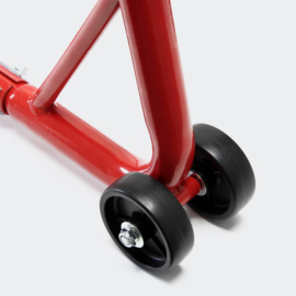 Inrijwielklem motorfiets standaard voorwiel (450kg) rood