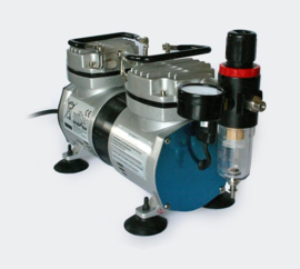 Airbrush-compressor AS19 twee stappen-schakelaar met 2 cilinders