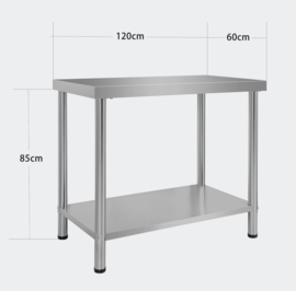 Werktafel inox rvs tuintafel 120 x 60 x 85 cm