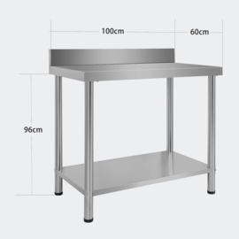 Werktafel inox rvs tuintafel 100 x 60 x 85 cm met rand