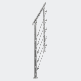 Leuning balustrade traprail rvs 5 dwarsbalken 140cm