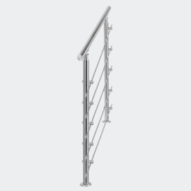 Leuning balustrade traprail rvs 5 dwarsbalken 180cm