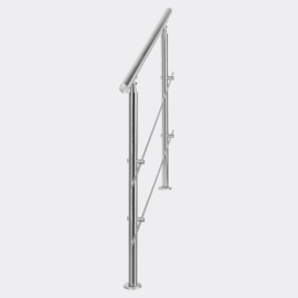 Leuning balustrade traprail rvs 2 dwarsbalken 80cm