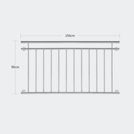 Balkonleuning reling balustrade RVS 90 x 156cm