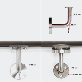 Trapleuning handrail wandbevestiging RVS 70cm