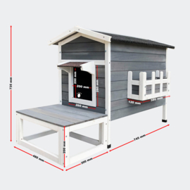 Kattenhuis met terras binnen/buiten hout