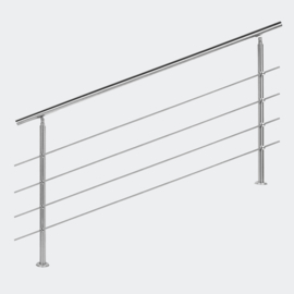 Leuning balustrade traprail rvs 4 dwarsbalken 180cm