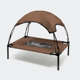 Hondenbed met luifel draagbaar medium bruin 76x60x60cm