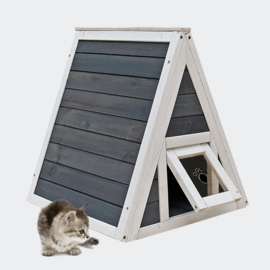 Kattenhuis piramide binnen/buiten hout