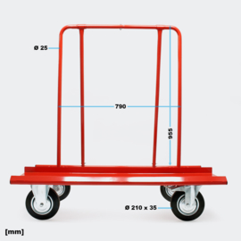 Platformwagen magazijnkar platenwagen tot 800 kg met 4 wielen