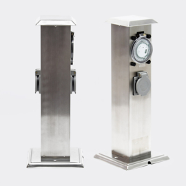 Buitenstopcontact rvs stekkerzuil tuinpaal 2 stopcontacten timer