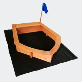 Houten zandbak boot vorm + doek in natuurhout