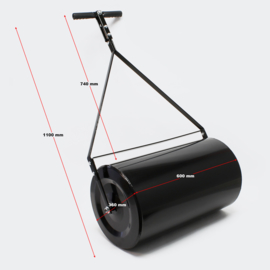 Gazonwals gazonrol zwart 60 cm aanhanger voor zitmaaier