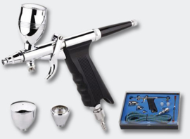 Profi Airbrush Pistool set 119T 2x0.3/0.8 mm dubbele actie