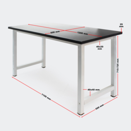 Werktafel computertafel kantoor 120x60x74cm zwart
