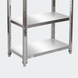 Opbergrek roestvrij staal 180x50x155cm met 4 planken voor restaurants