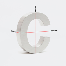 Huisletter c Arial rvs/inox 3D 20cm weerbestendig