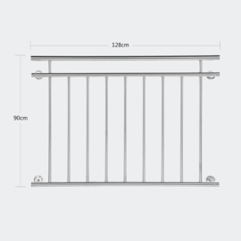 Balkonleuning reling balustrade RVS 90 x 128cm