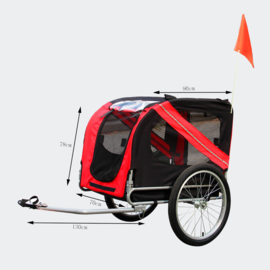 Hondenkar waterdicht fietskar trailer rood/zwart hond opvouwbaar