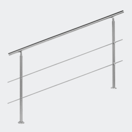 Leuning balustrade traprail rvs 2 dwarsbalken 160cm