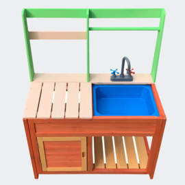 Speelkeuken voor kinderen XL in hout met gootsteen en kast
