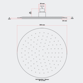 Regendouche douchekop rond RVS ultra dun 30 cm