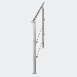 Leuning balustrade traprail rvs 2 dwarsbalken 180cm