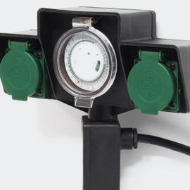 Buitenstopcontact timer 2 stopcontacten plastic IP44 5m kabel
