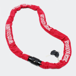 Hangslot fietsslot rood met 2 sleutels stalen ketting 120cm
