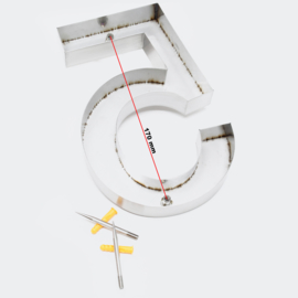 Huisnummer 5 Arial rvs/inox 3D 20cm weerbestendig