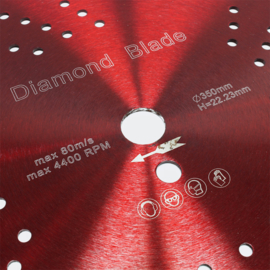 Diamant doorslijpschijf ⌀350 mm met boring 22,23mm