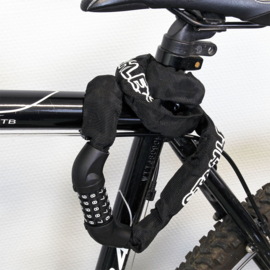 Fietsslot cijferslot hangslot zwart ketting met 5-cijferige code 120 cm