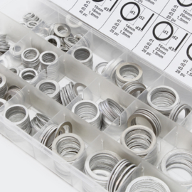 Aluminium afdichtring set 450 stuks in kunststof doos