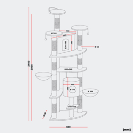 Krabpaal krabboom kattenboom grijs-wit 200cm