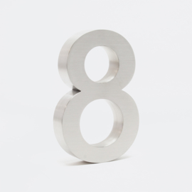 Huisnummer 8 Arial rvs/inox 3D 20cm weerbestendig