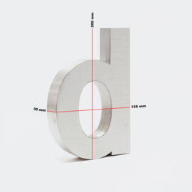 Huisletter d Arial rvs/inox 3D 20cm weerbestendig