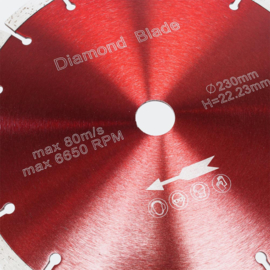 Diamant doorslijpschijf 3 stuks ⌀230 mm en 10 mm turbo segmenten