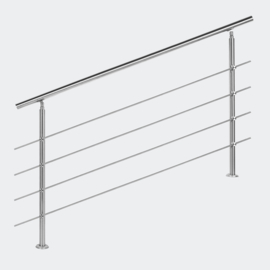 Leuning balustrade traprail rvs 4 dwarsbalken 160cm