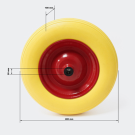 Lekbestendig PU-wiel voor kruiwagen grootte 400X100 / 4.00-8