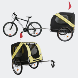 Hondenkar waterdicht fietskar trailer geel/zwart hond opvouwbaar