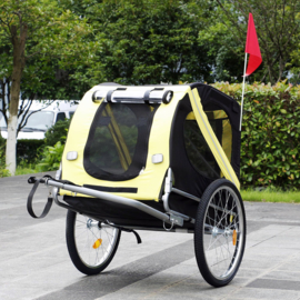 Hondenkar waterdicht fietskar trailer geel/zwart hond opvouwbaar