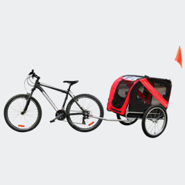 Hondenkar waterdicht fietskar trailer rood/zwart hond opvouwbaar