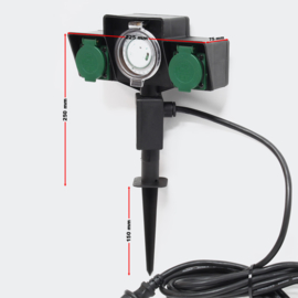 Buitenstopcontact timer 2 stopcontacten plastic IP44 5m kabel