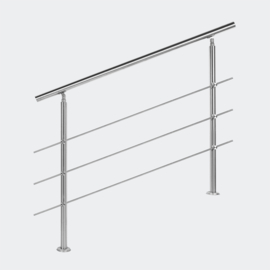 Leuning balustrade traprail rvs 3 dwarsbalken 120cm