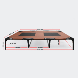Hondenbed verhoogd ligbed bruin XL tot 30kg 122 x93x20cm