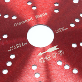 Diamant doorslijpschijf ⌀125 mm en 10 mm turbo segmenten