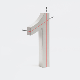 Huisnummer 1 Arial rvs/inox 3D 20cm weerbestendig