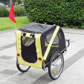 Hondenkar waterdicht fietskar trailer geel/zwart hond opvouwbaar