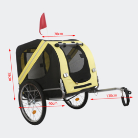Hondenkar waterdicht fietskar trailer geel/zwart hond opvouwbaar